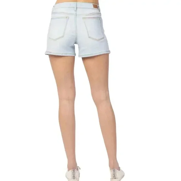 Judy Blue Mid-Rise Rainbow Thread Women's Shorts Size Large Summer Trendy - Picture 2 of 14